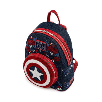 Рюкзак Loungefly Marvel Captain America 80th Anniversary Floral Sheild