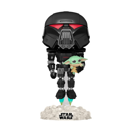 Фигурка Funko POP! Bobble Star Wars Mandalorian Dark Trooper With Grogu